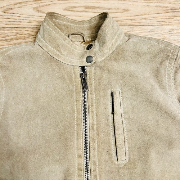 Banana Republic Cream Tan Suede Leather Moto Jacket | Size PXS | - Picture 16 of 16